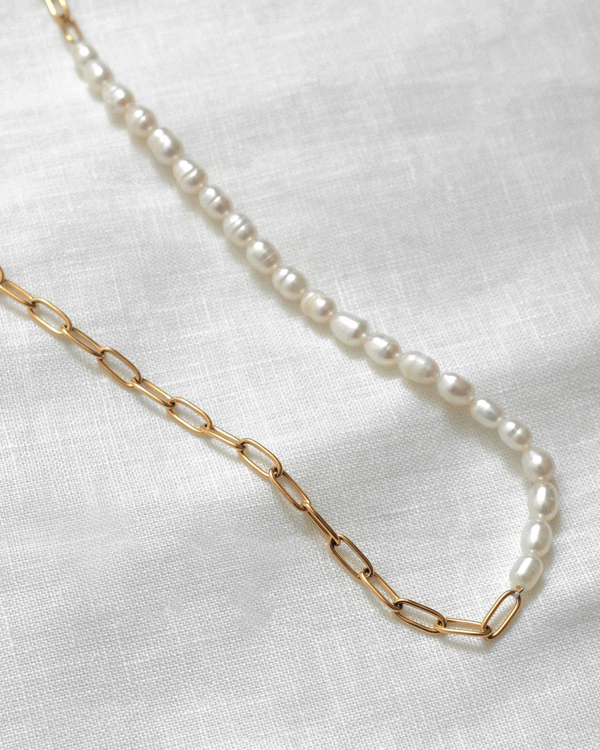 Lyla Freshwater Pearl Paperclip Necklace | Tarnish free and waterproof –  Olea Studios