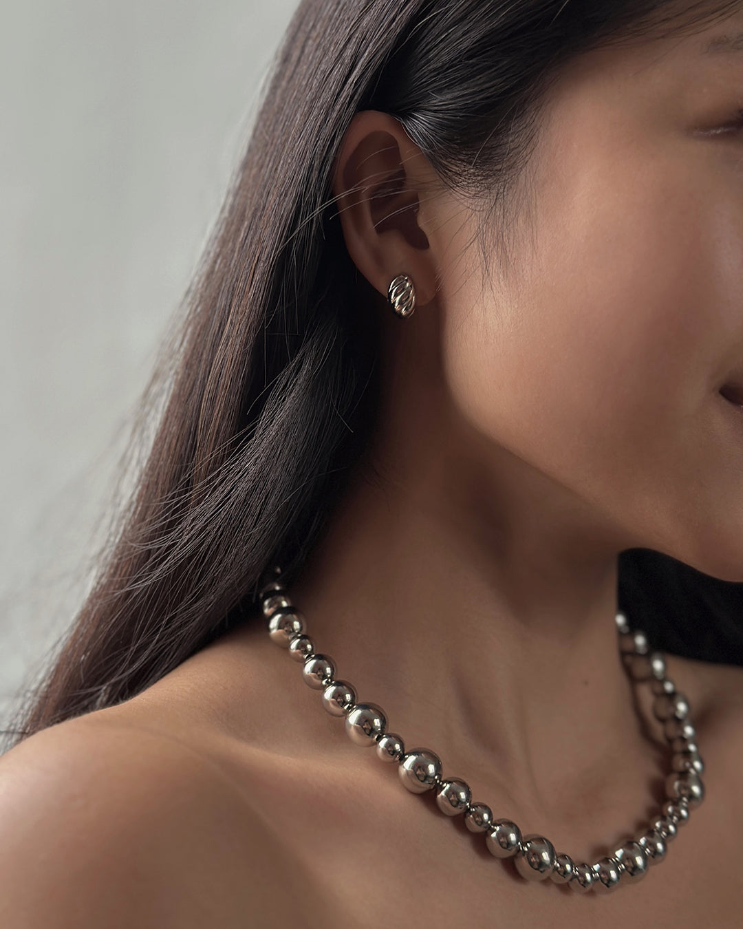 Silver Inez Croissant Earrings